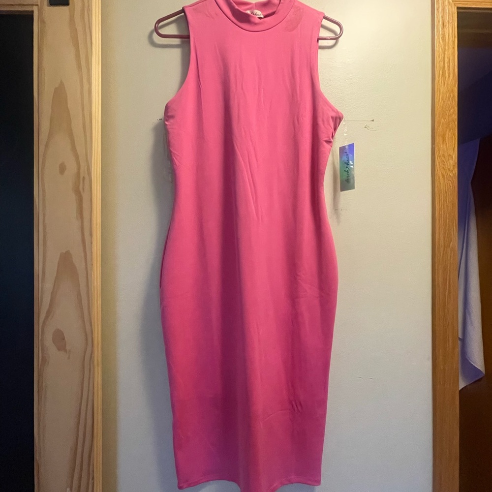 Derek Heart Pink Sleeveless Mock Neck Sheath Dress